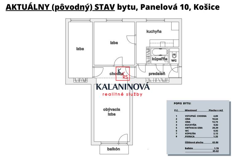 Sale Two bedroom apartment, Panelová, Košice - Juh, Slovakia